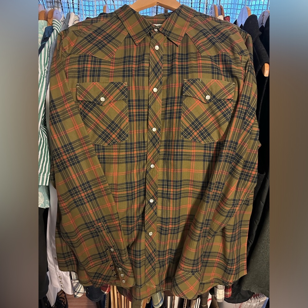 Tecovas Green Plaid Pearl Snap Shirt